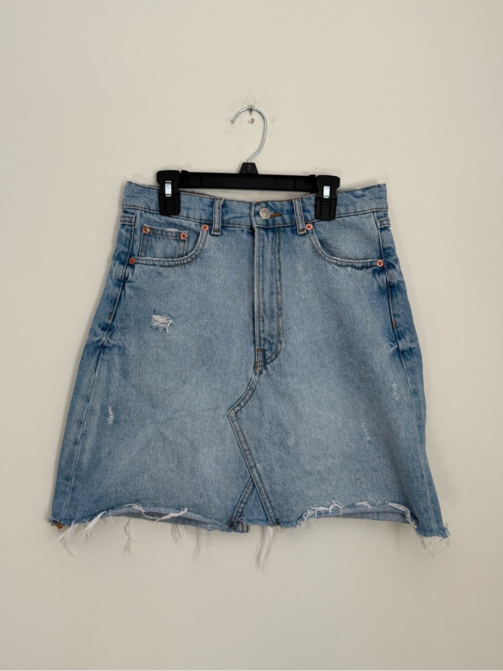 Zara Light Blue Washed Denim Mini Skirt